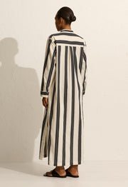 Relaxed Stripe Djellaba - Nero Stripe - Matteau